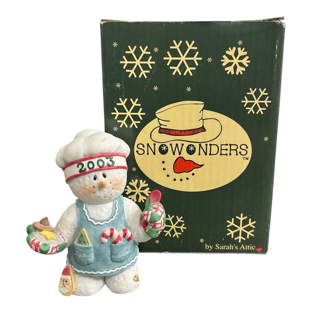 Vintage Sarahs Attic SNOWONDERS 0409 CHEF Figurine 2003 Snowman